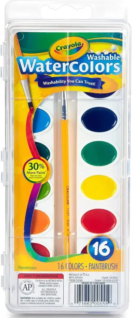 Crayola 16ct Washable Watercolor Pans with Brush